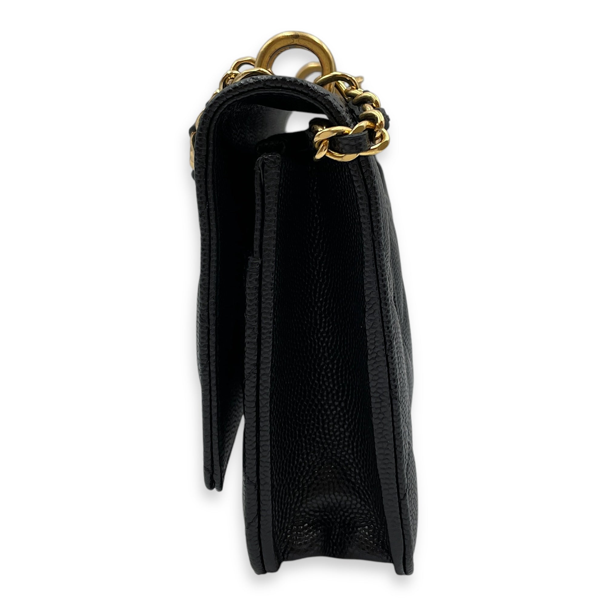 Coco First Black Wallet on Chain in Caviar Leather, Gold hardware
