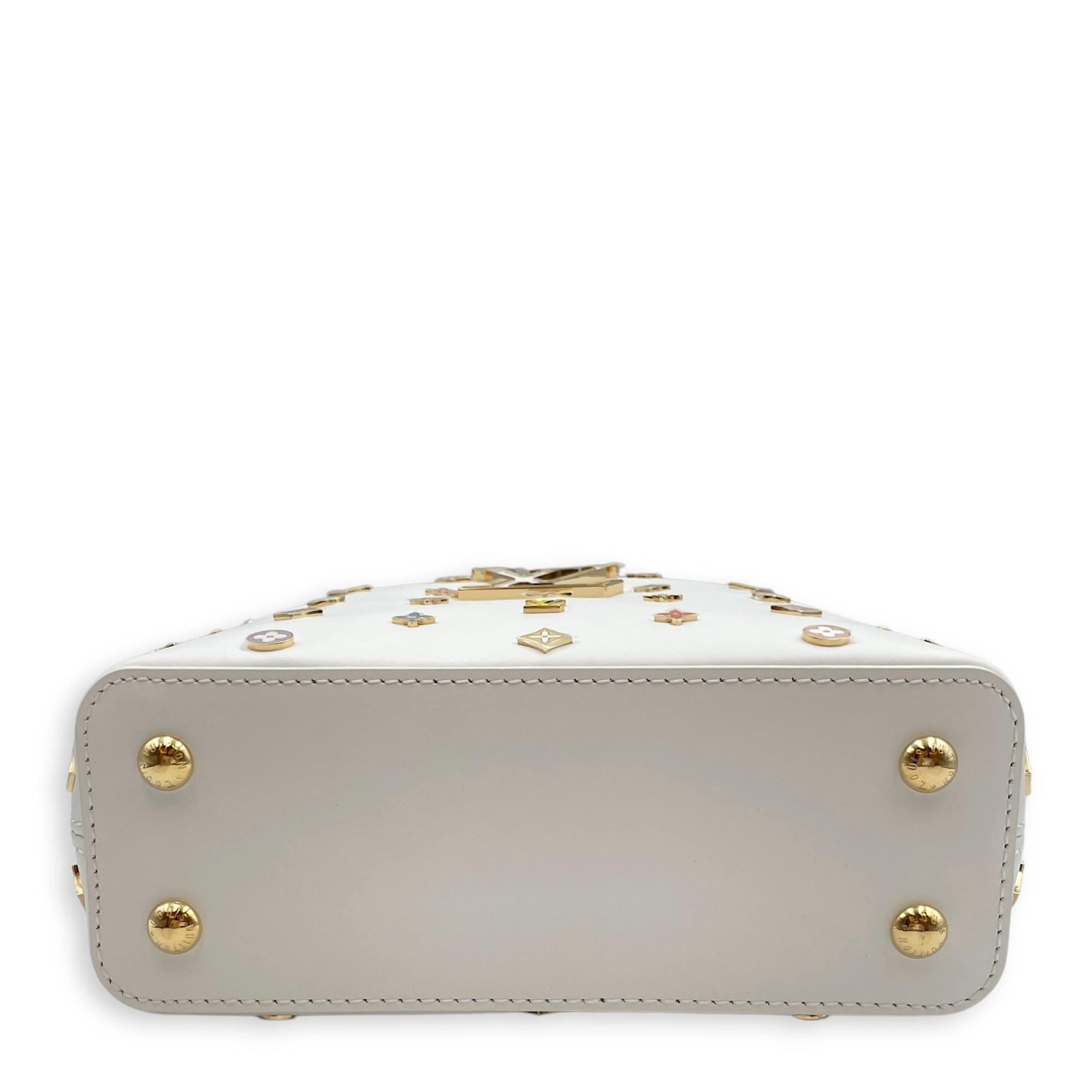 TM Capucines Murakami Mini White Top Handle Bag in Calfskin, Gold hardware