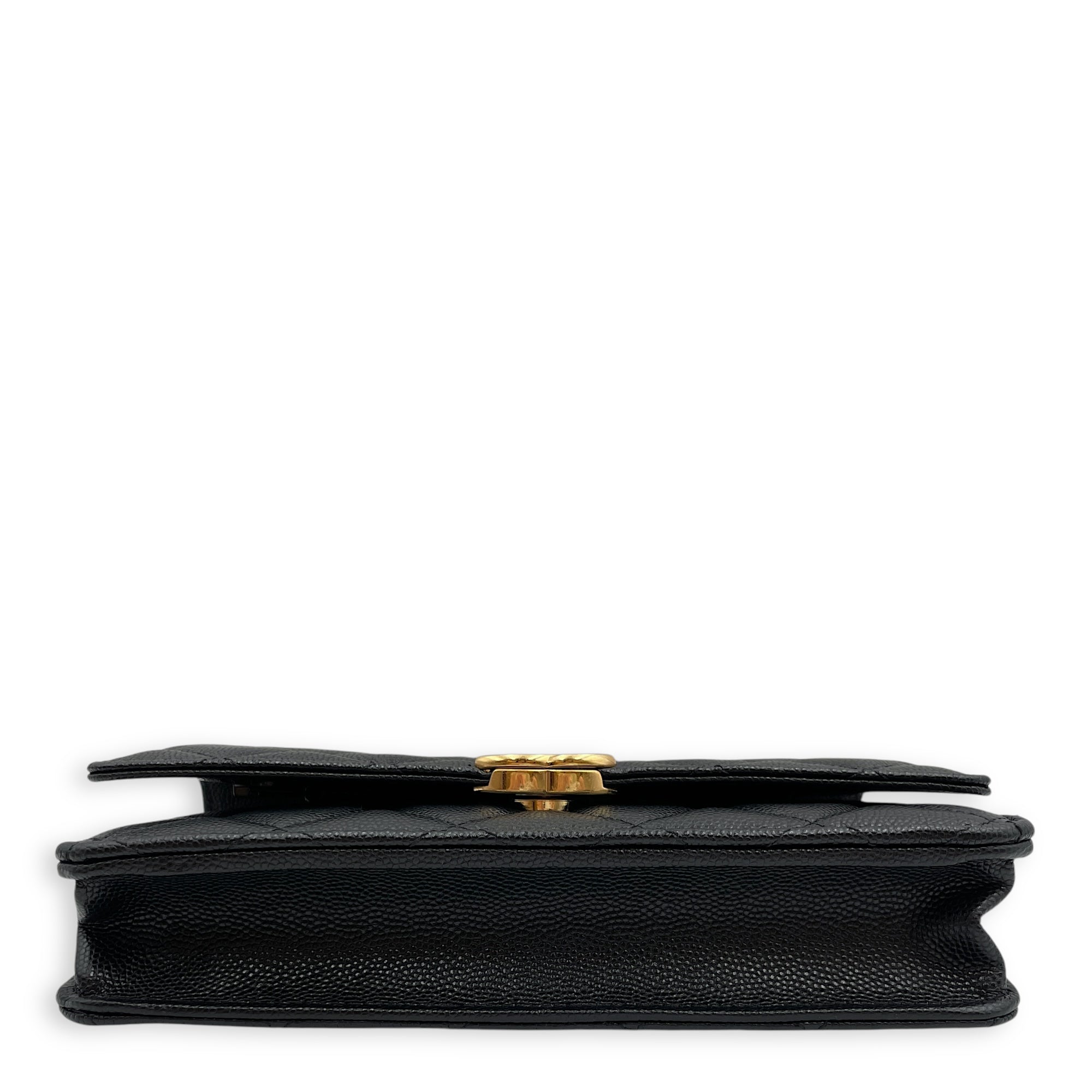 Coco First Black Wallet on Chain in Caviar Leather, Gold hardware