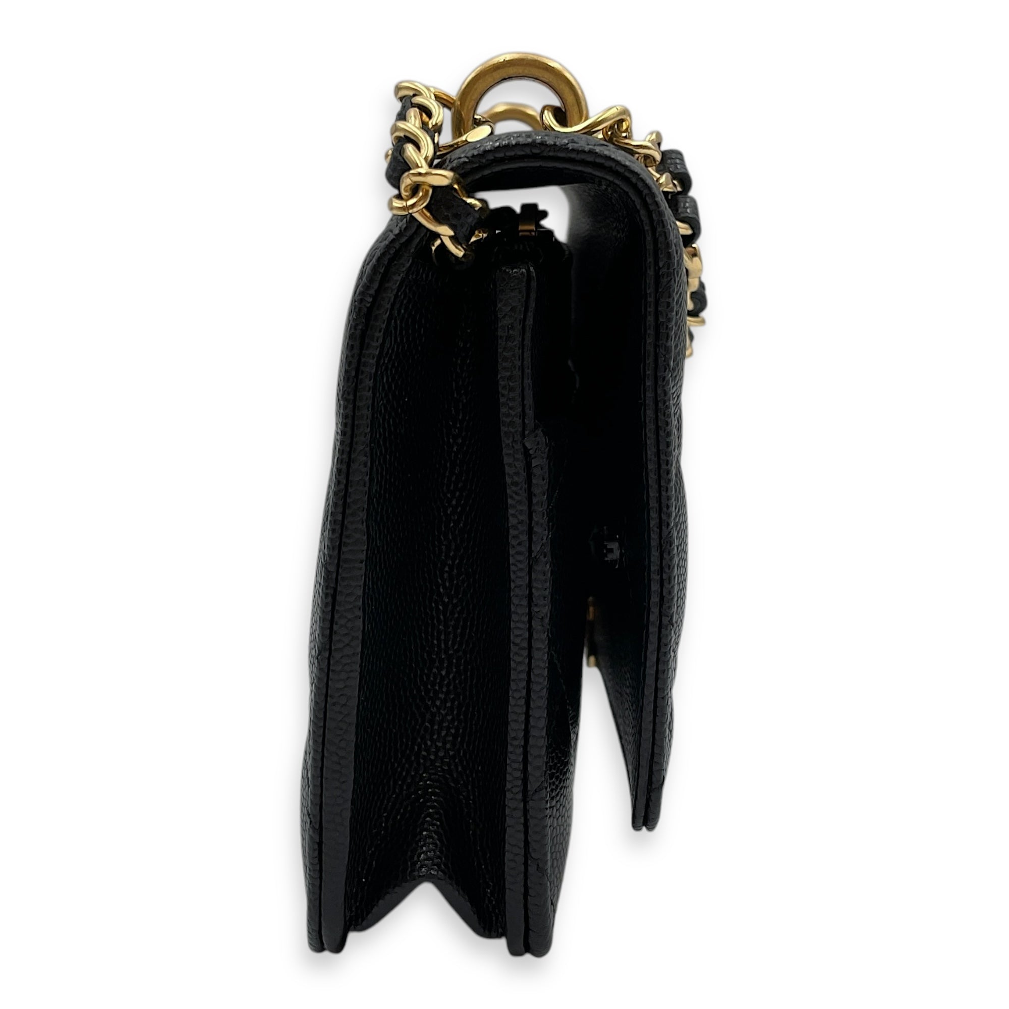 Coco First Black Wallet on Chain in Caviar Leather, Gold hardware