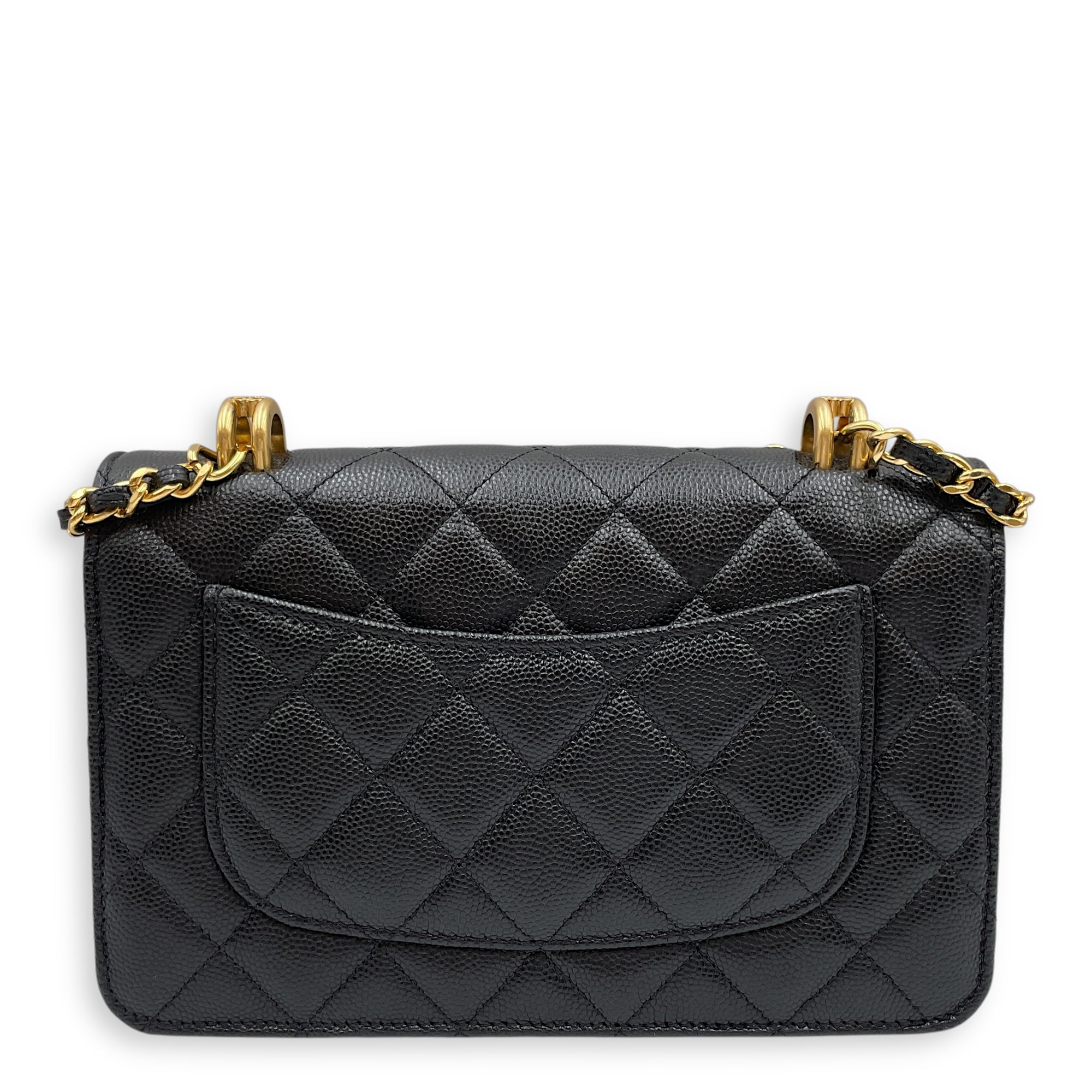 Coco First Black Wallet on Chain in Caviar Leather, Gold hardware