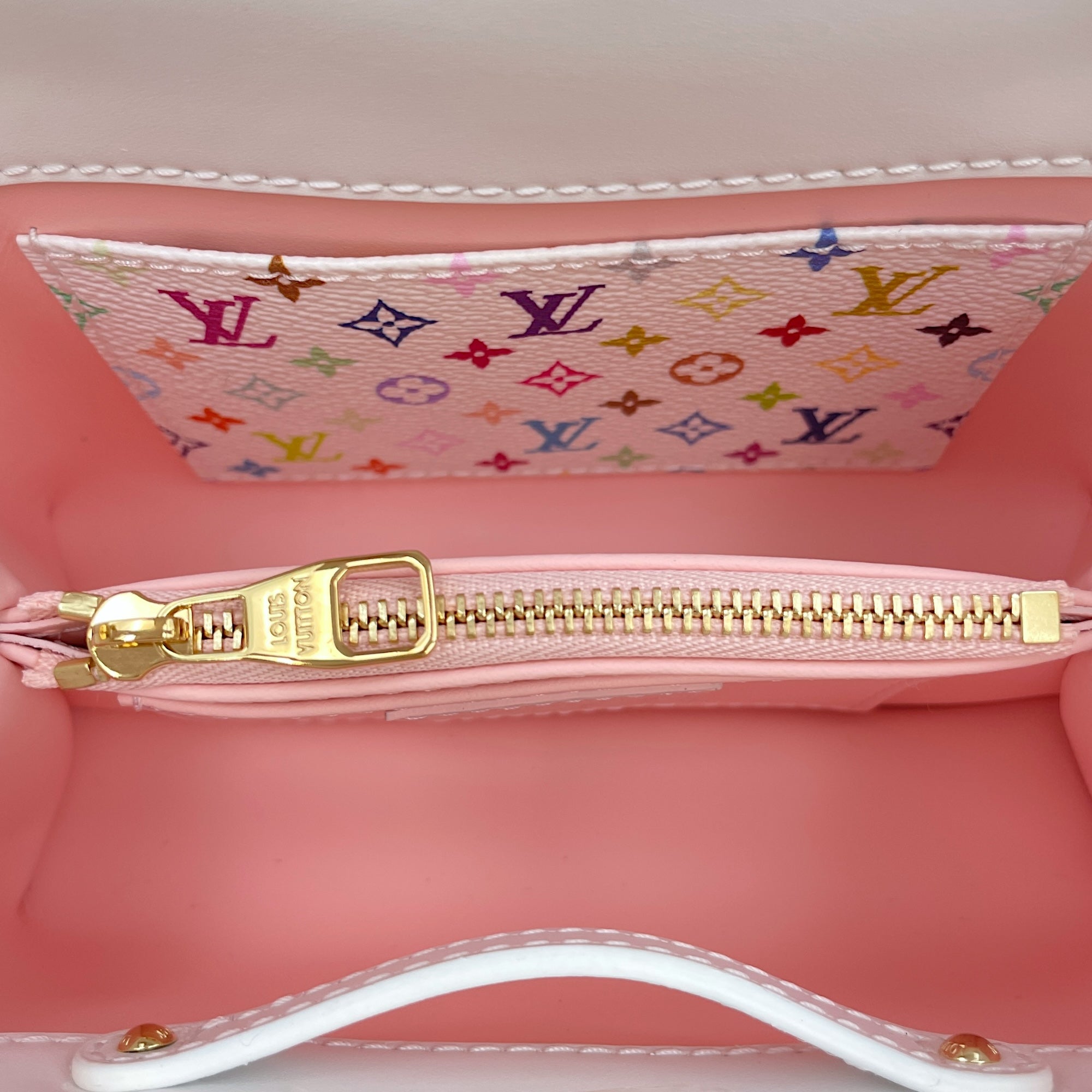 TM Capucines Murakami Mini White Top Handle Bag in Calfskin, Gold hardware
