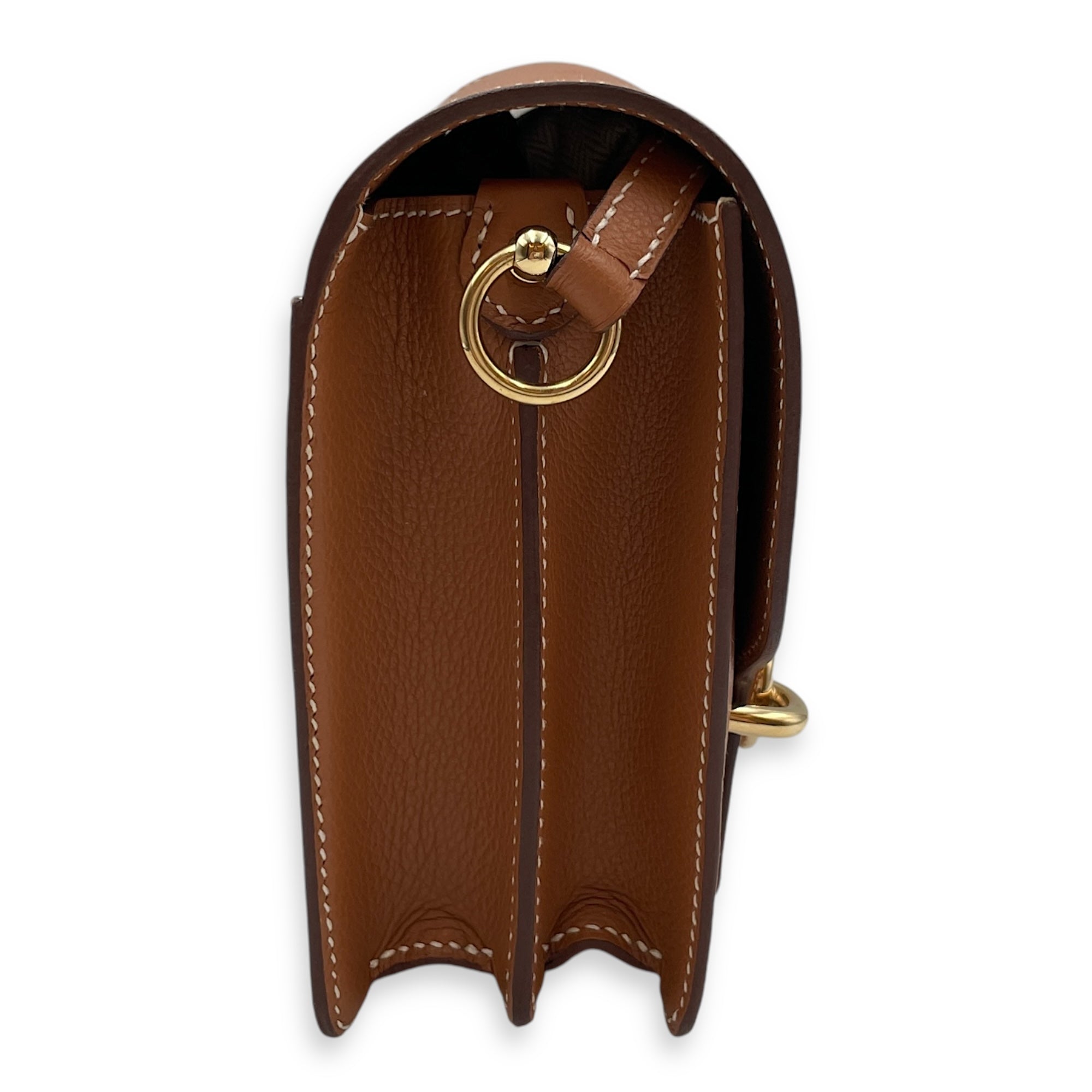 Roulis Mini Gold in Evercolor, Permabrass hardware