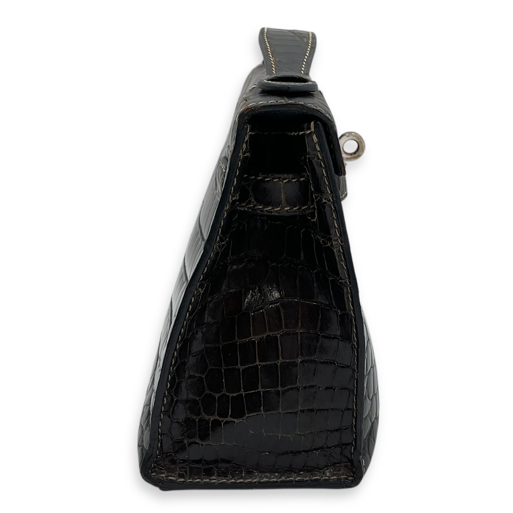Kelly Pochette Graphite in Shiny Niloticus, Palladium hardware