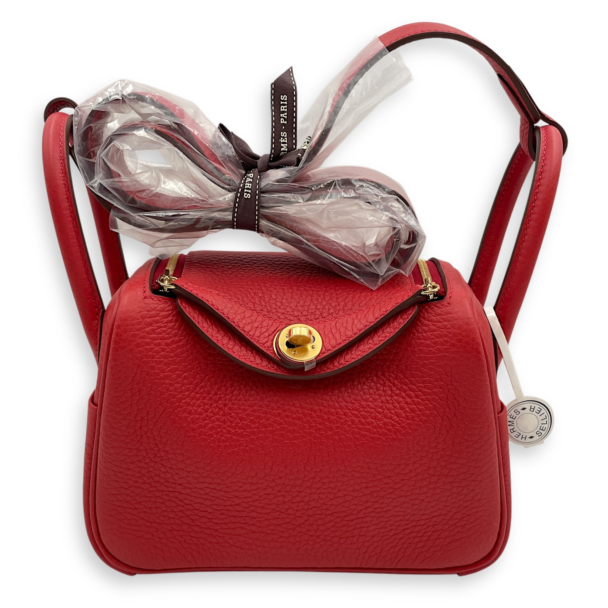 Lindy Mini Vermillon in Clemence, Gold hardware