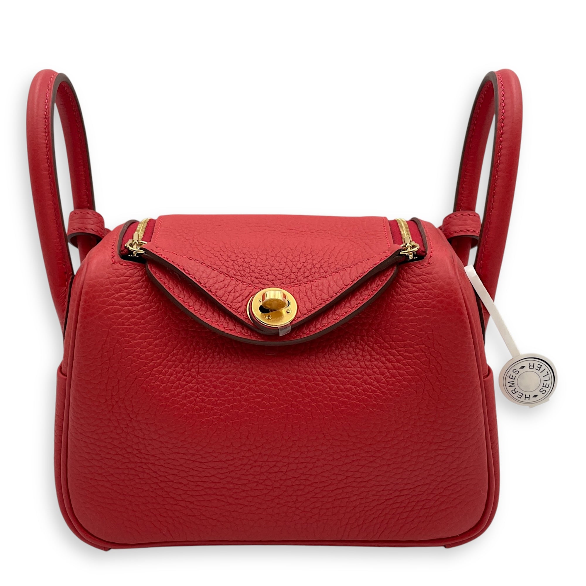 Lindy Mini Vermillon in Clemence, Gold hardware