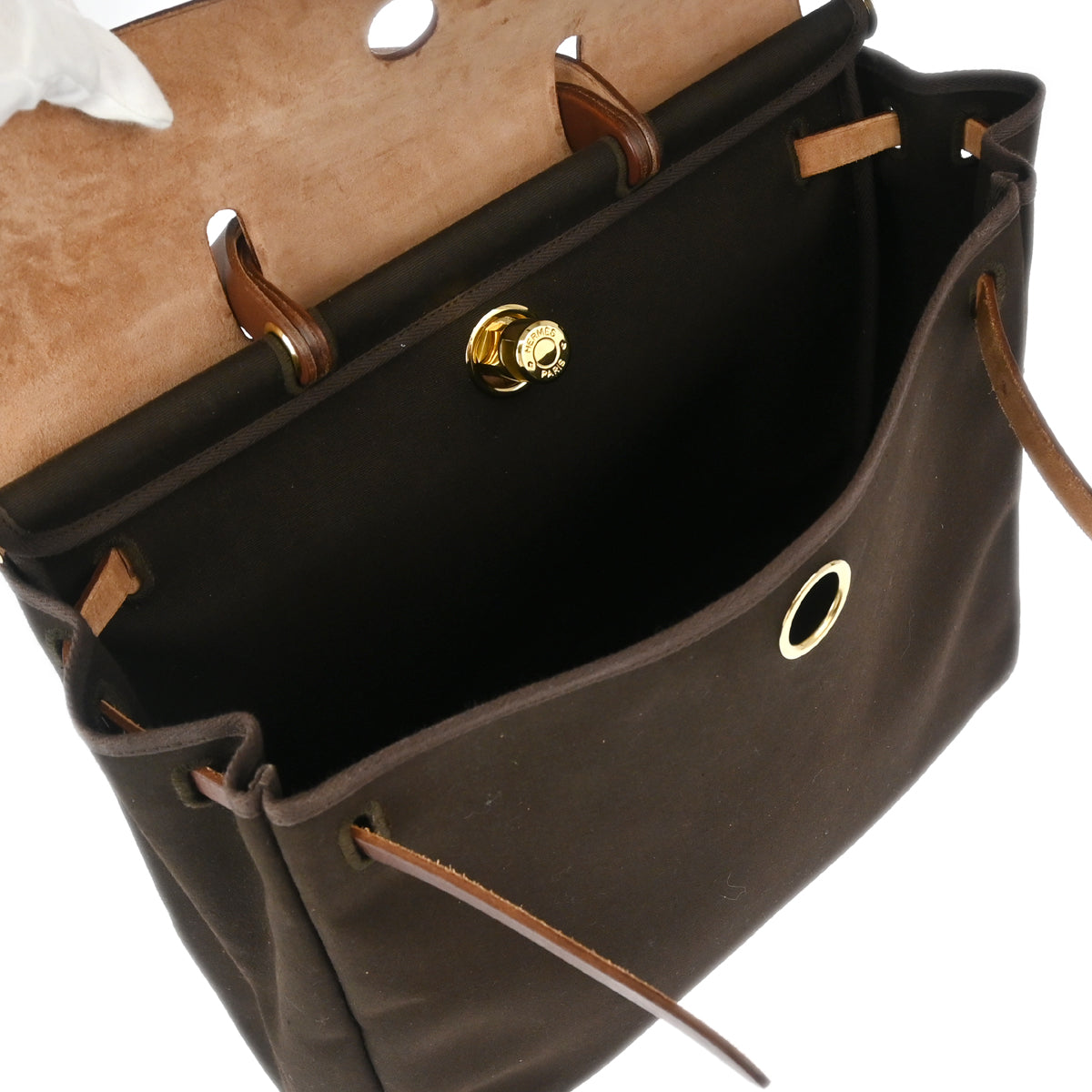 Hermes 2002 Brown Toile Officier Herbag MM 2 in 1 2way Shoulder Handbag