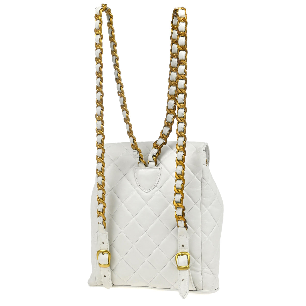 Chanel 1991-1994 White Lambskin Large Duma Backpack