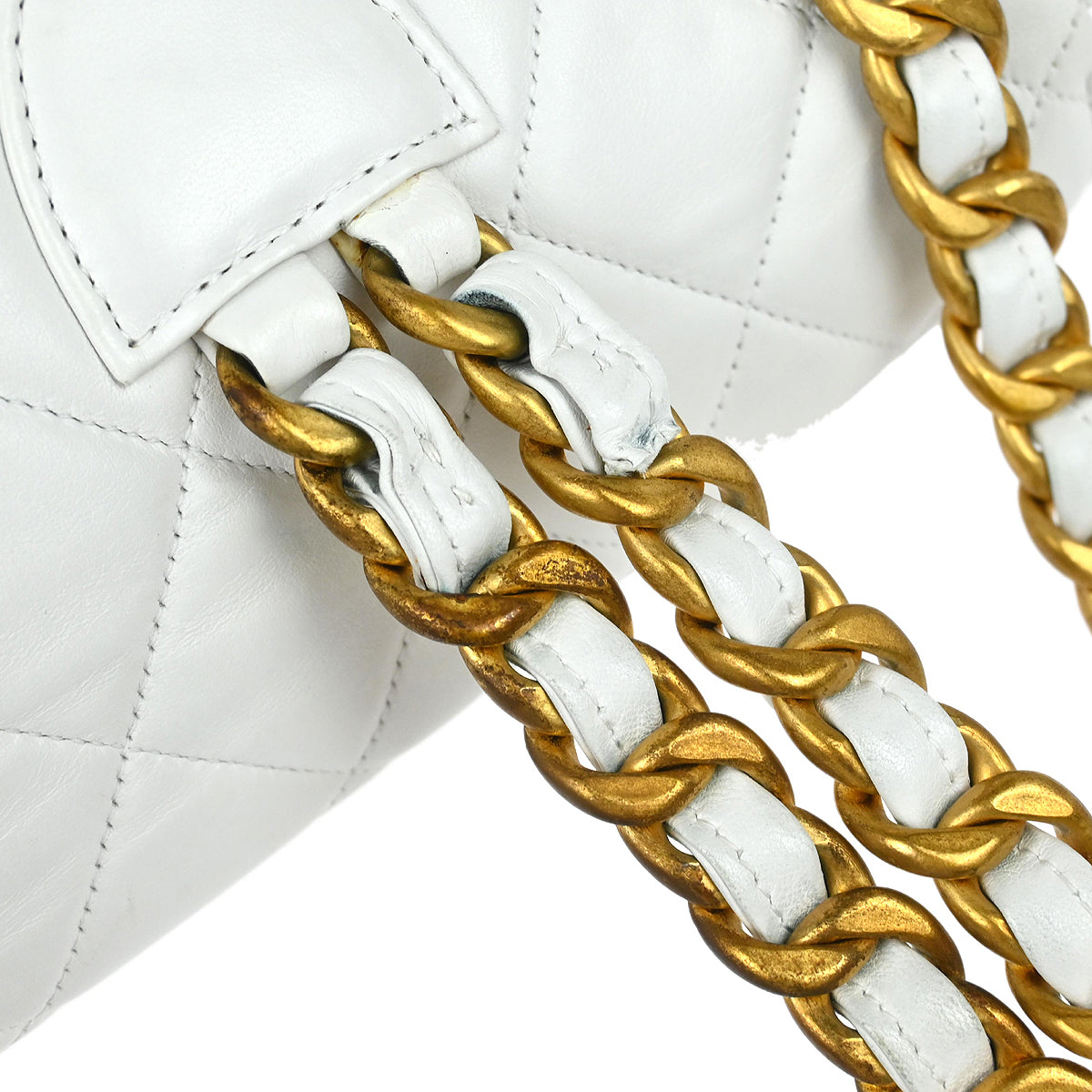 Chanel 1991-1994 White Lambskin Large Duma Backpack