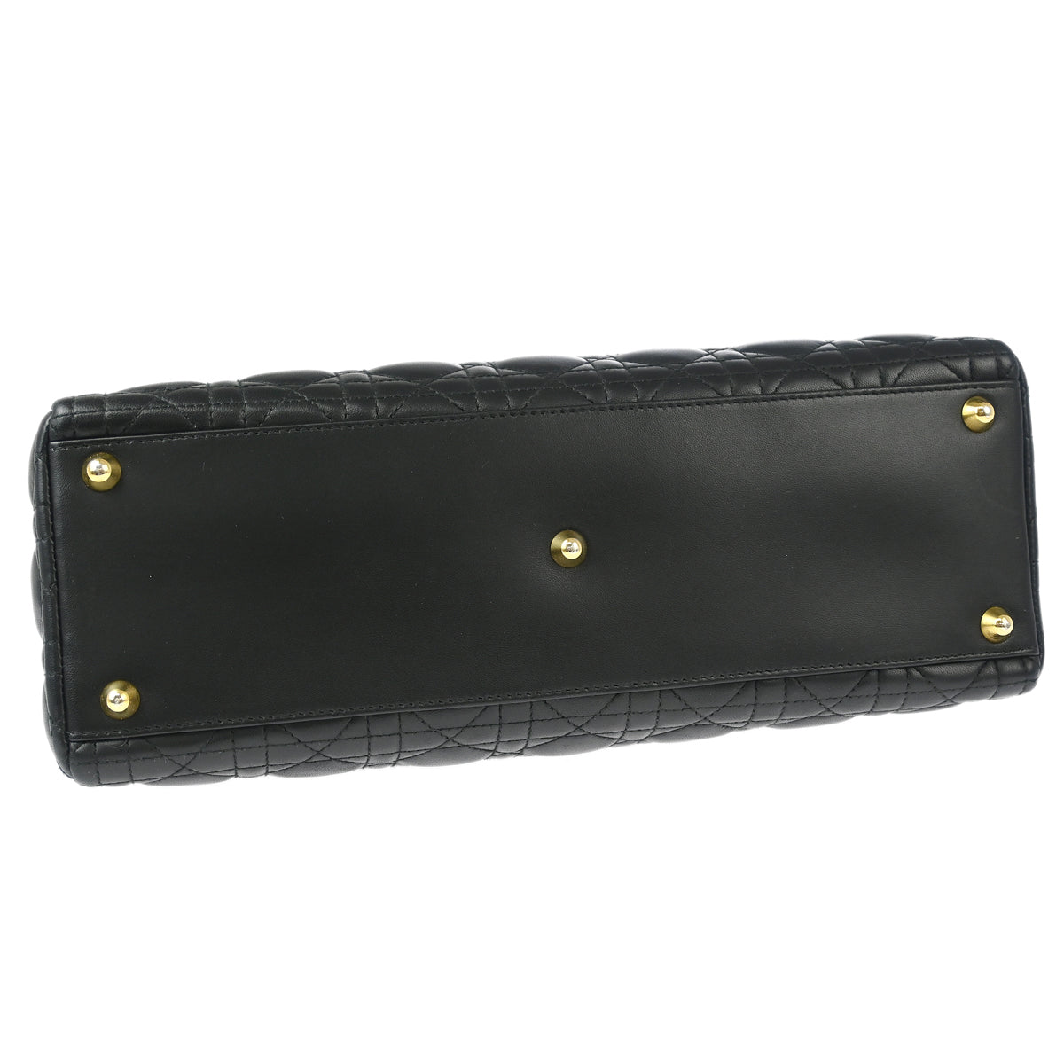 Christian Dior 2000 Black Lambskin Large Lady Dior Cannage 2way Shoulder Handbag