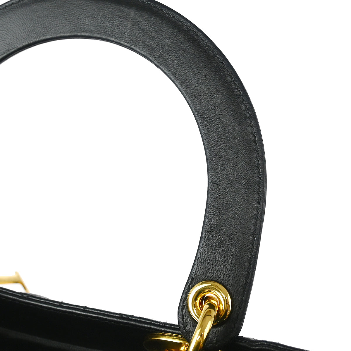 Christian Dior 2000 Black Lambskin Large Lady Dior Cannage 2way Shoulder Handbag