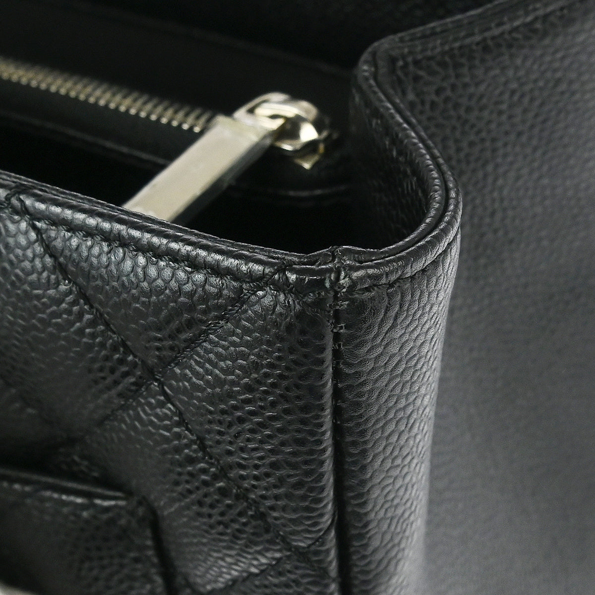 Chanel 2008-2009 Black Caviar Grand Shopping Tote GST Chain Handbag