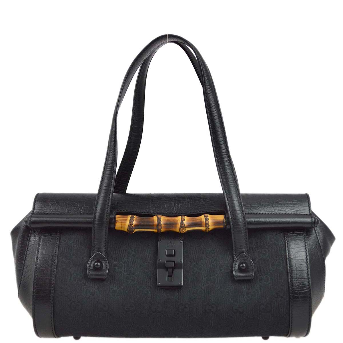 Gucci Black GG Bamboo Handbag