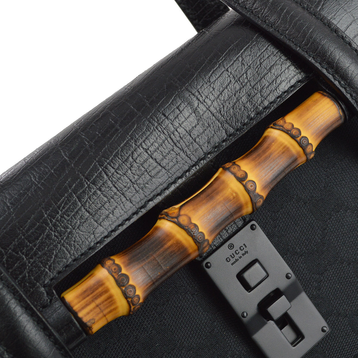 Gucci Black GG Bamboo Handbag
