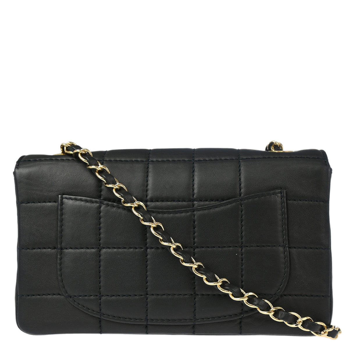 Chanel 2001-2003 Black Calfskin Choco Bar Shoulder Bag