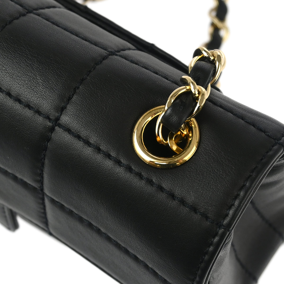 Chanel 2001-2003 Black Calfskin Choco Bar Shoulder Bag