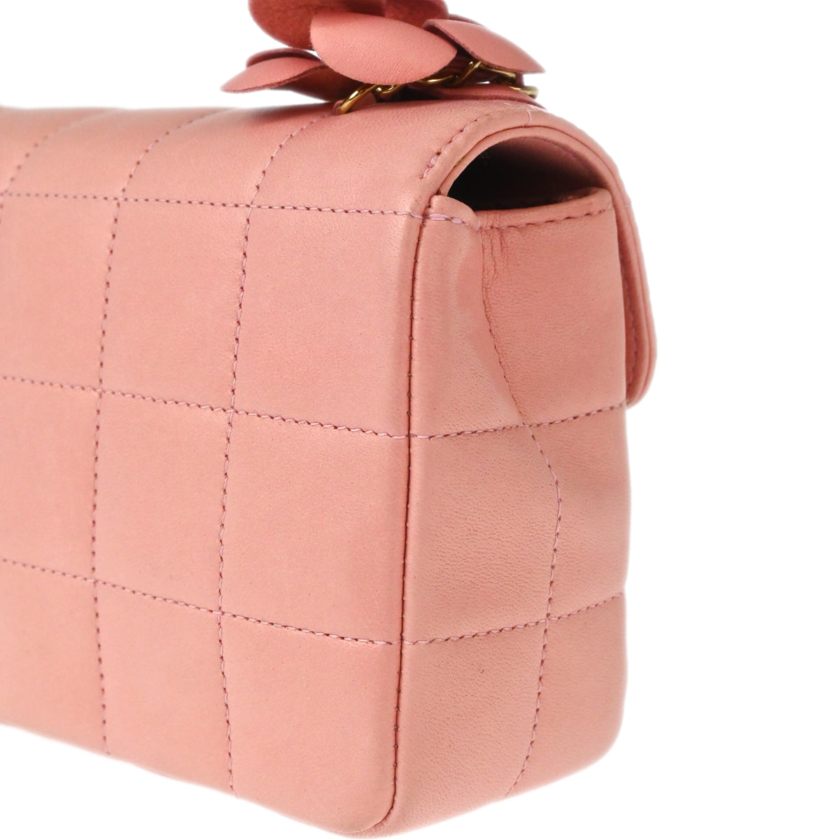 Chanel 2003-2004 Pink Lambskin Choco Bar Camellia Shoulder Bag