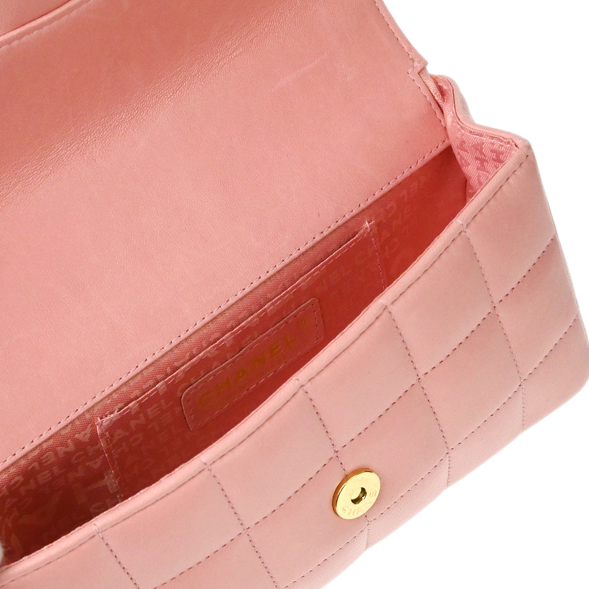 Chanel 2003-2004 Pink Lambskin Choco Bar Camellia Shoulder Bag