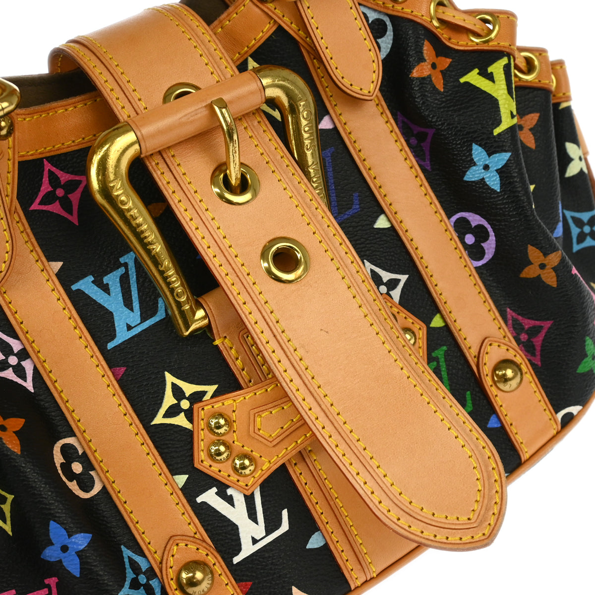 Louis Vuitton 2004 Black Monogram Multicolor Theda PM Handbag M92346