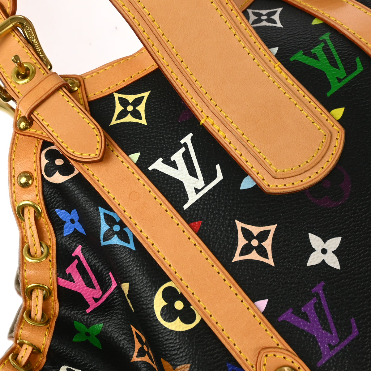 Louis Vuitton 2004 Black Monogram Multicolor Theda PM Handbag M92346