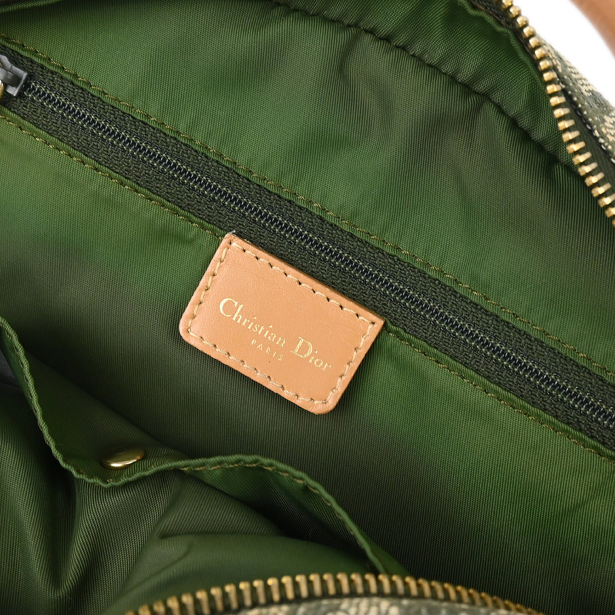 Christian Dior Green Double Saddle Trotter Handbag