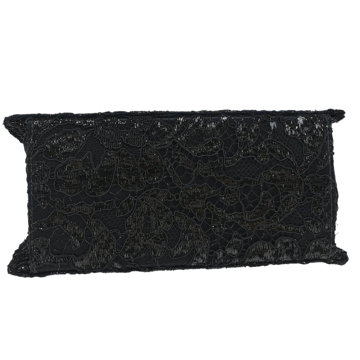 Chanel 1997-1999 Black Satin Lace Double Sided Turnlock Handbag