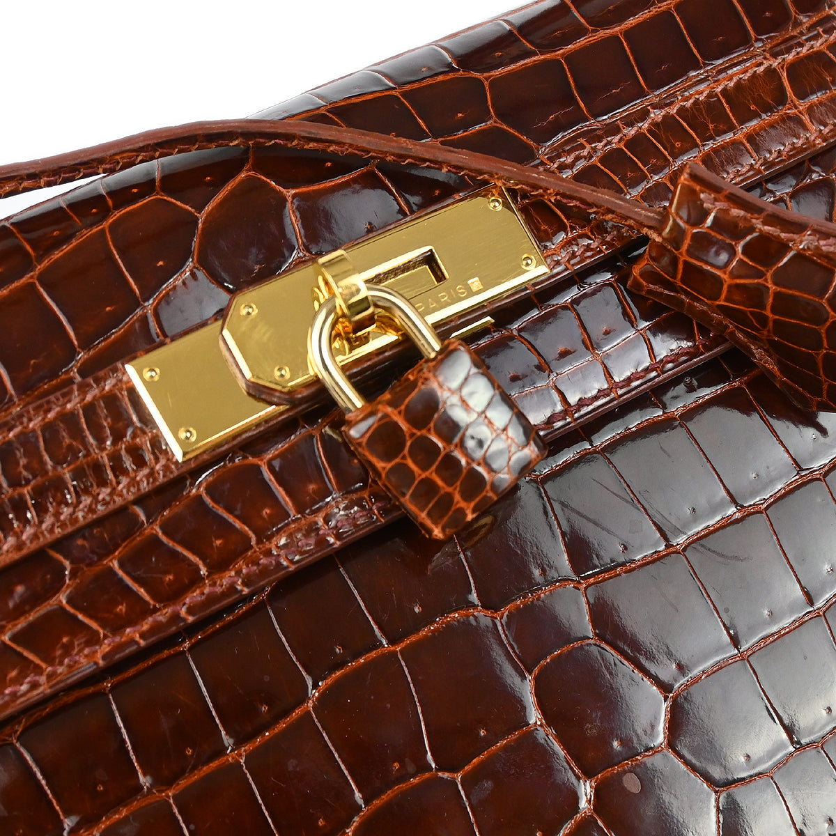 Hermes * 1999 Miel Porosus Crocodile Kelly 28 Sellier 2way Handbag