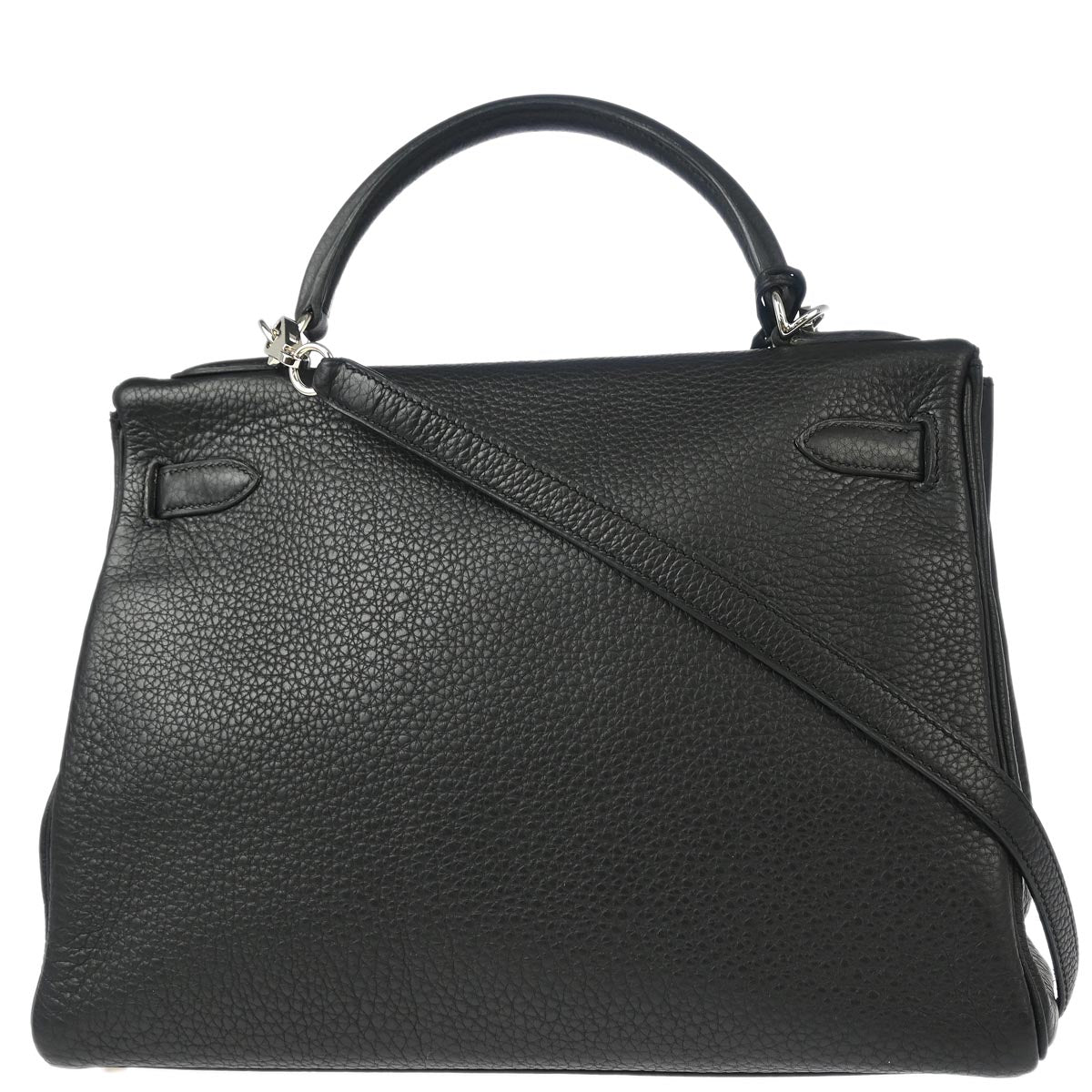Hermes 2008 Black Taurillon Clemence Kelly 32 Retourne 2way Shoulder Handbag
