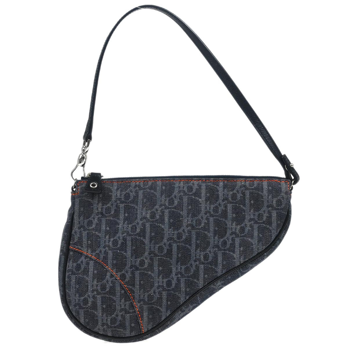 Christian Dior 2005 Navy Denim Trotter Saddle Handbag