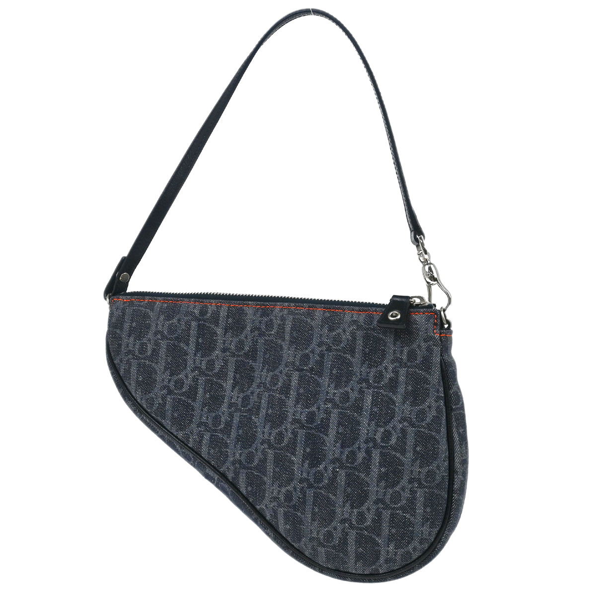 Christian Dior 2005 Navy Denim Trotter Saddle Handbag