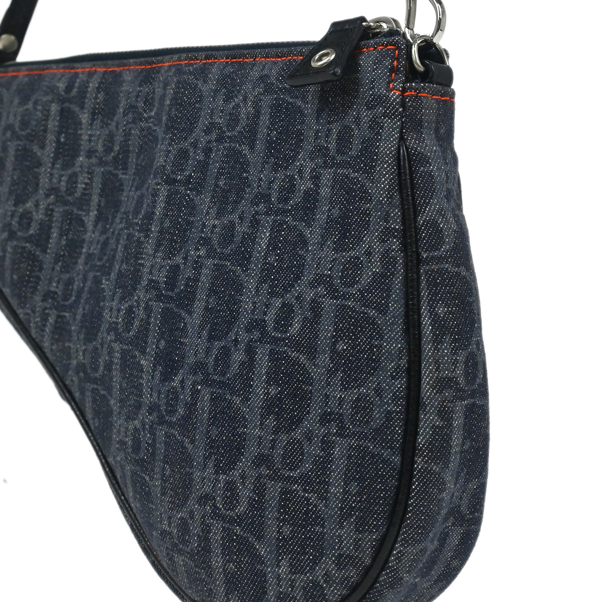 Christian Dior 2005 Navy Denim Trotter Saddle Handbag