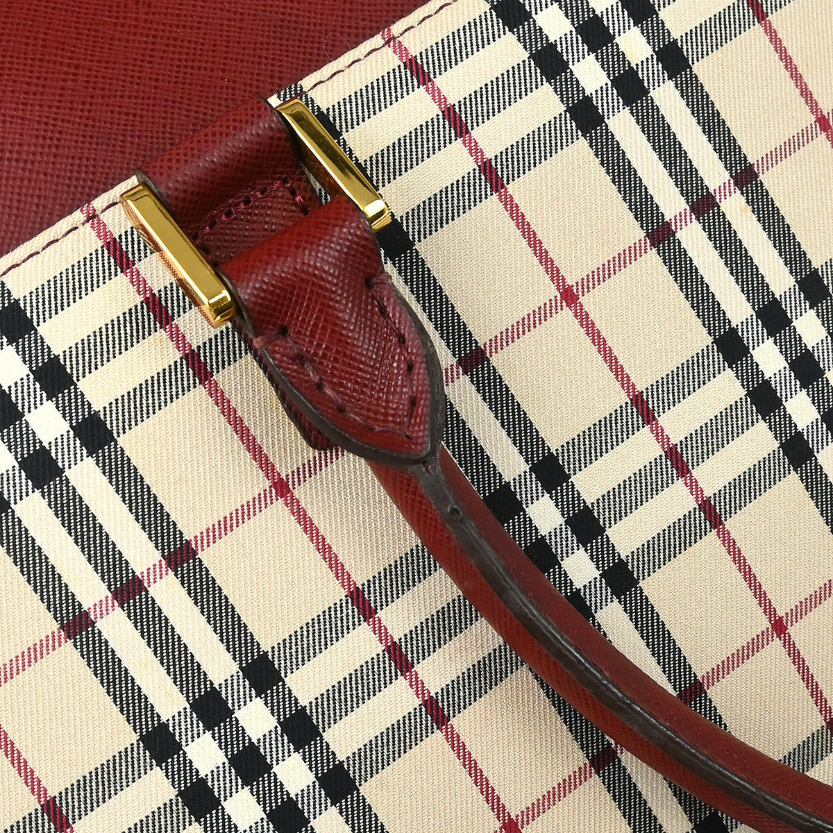 Burberry Beige Bordeaux Burberry Check 2way Shoulder Handbag