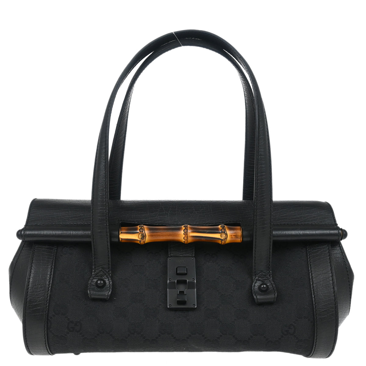 Gucci Black GG Bamboo Handbag