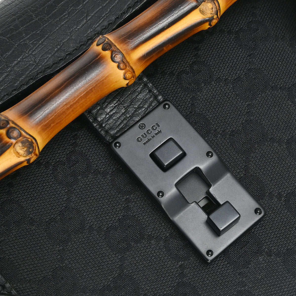 Gucci Black GG Bamboo Handbag