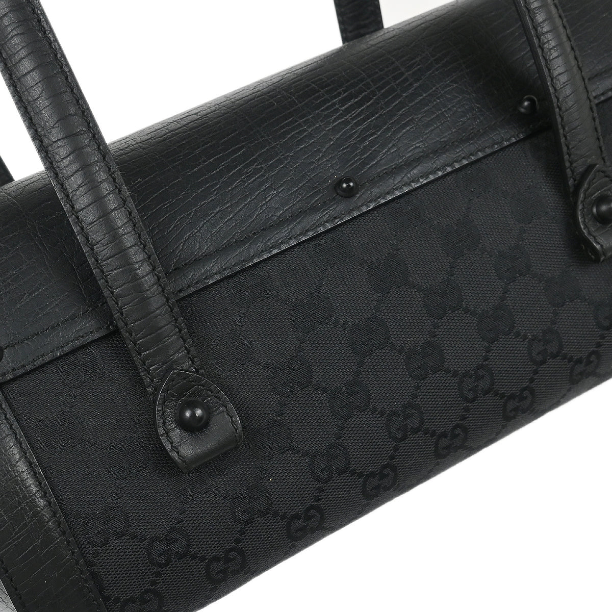 Gucci Black GG Bamboo Handbag