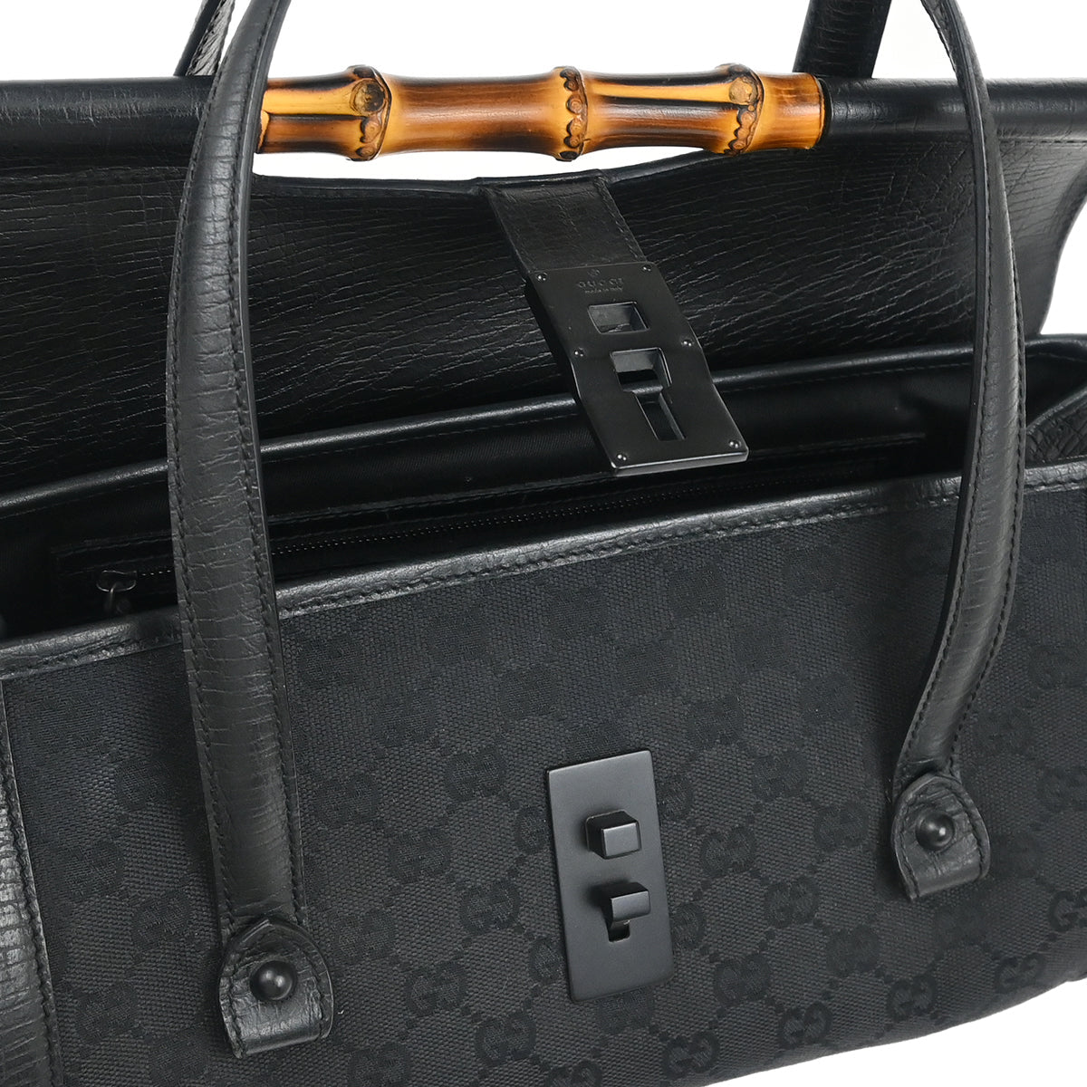 Gucci Black GG Bamboo Handbag