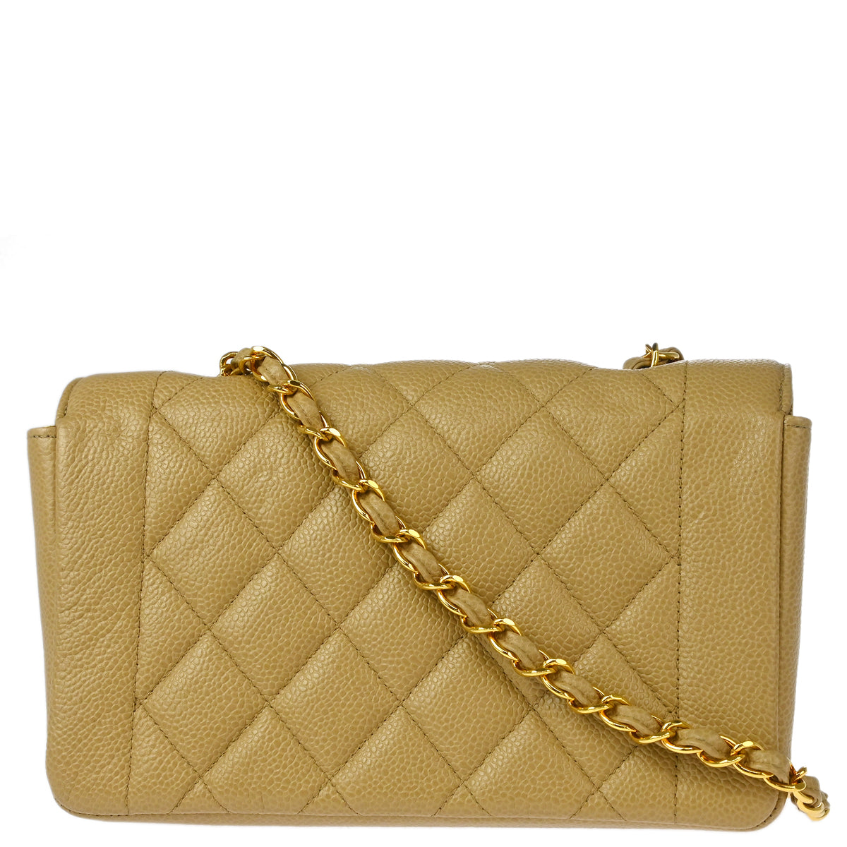 Chanel 1994-1996 Beige Caviar Small Diana Shoulder Bag