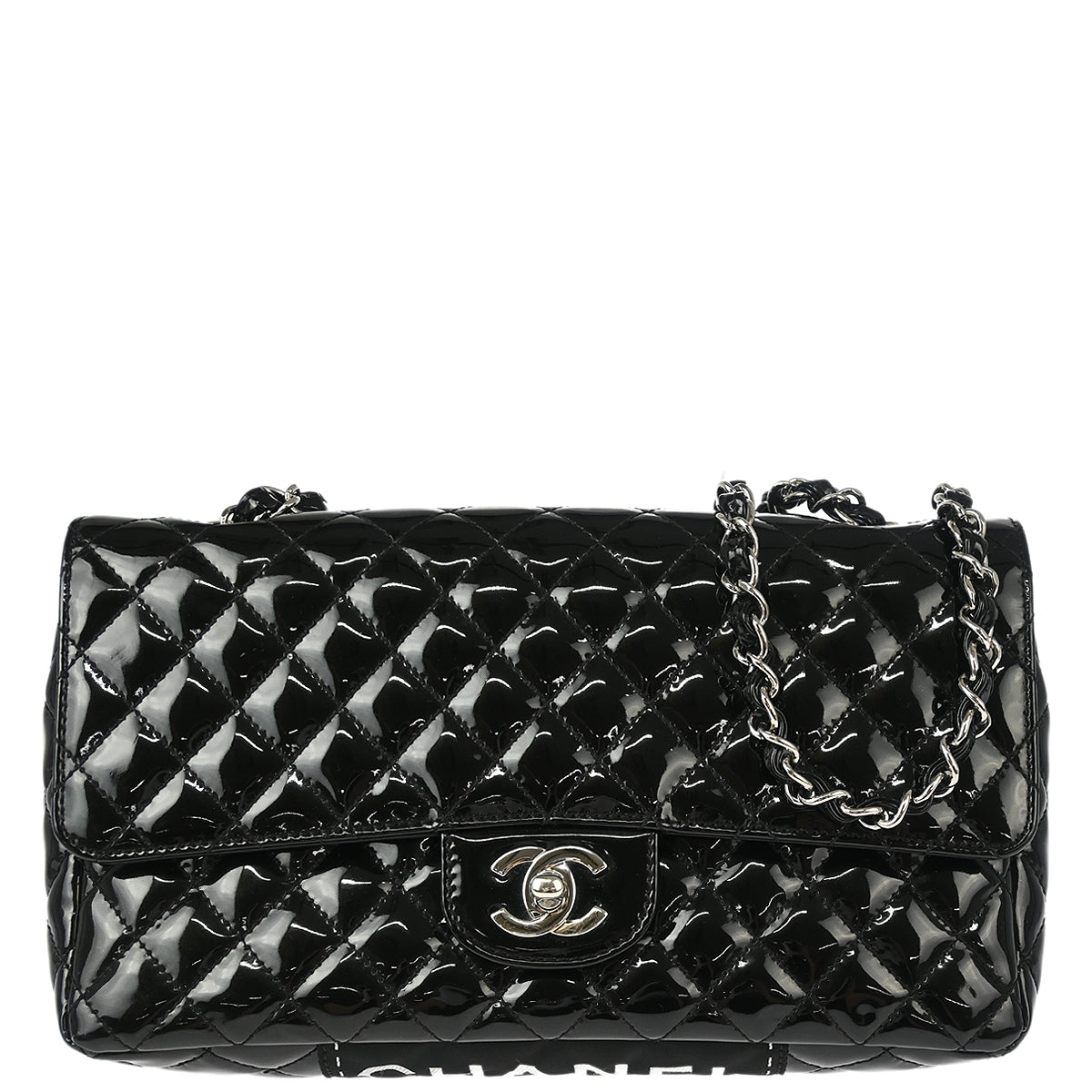 Chanel 2006-2008 Black Patent Leather Single Flap Shoulder Bag