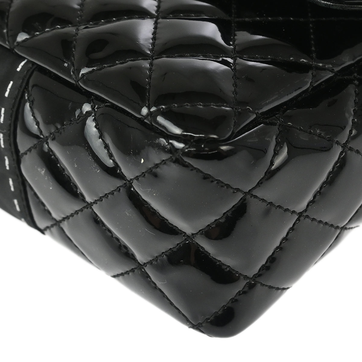Chanel 2006-2008 Black Patent Leather Single Flap Shoulder Bag