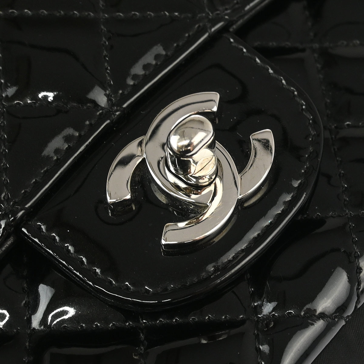 Chanel 2006-2008 Black Patent Leather Single Flap Shoulder Bag