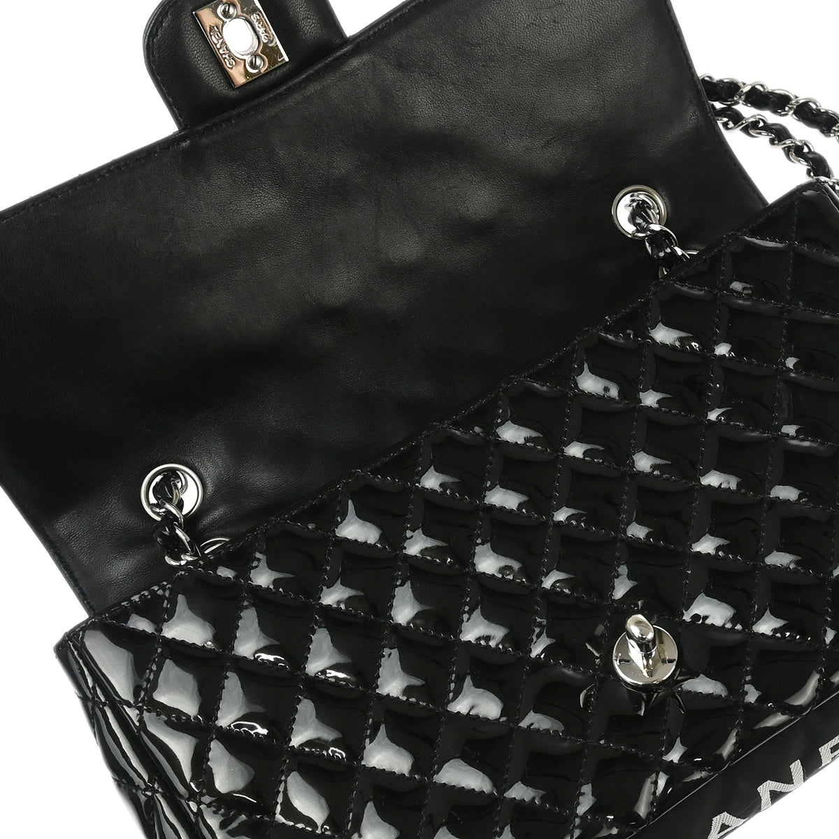 Chanel 2006-2008 Black Patent Leather Single Flap Shoulder Bag