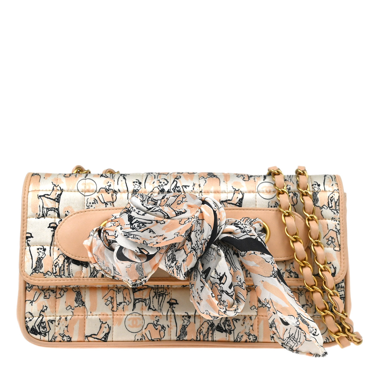 Chanel 2003-2004 Pink Satin Chain Shoulder Bag