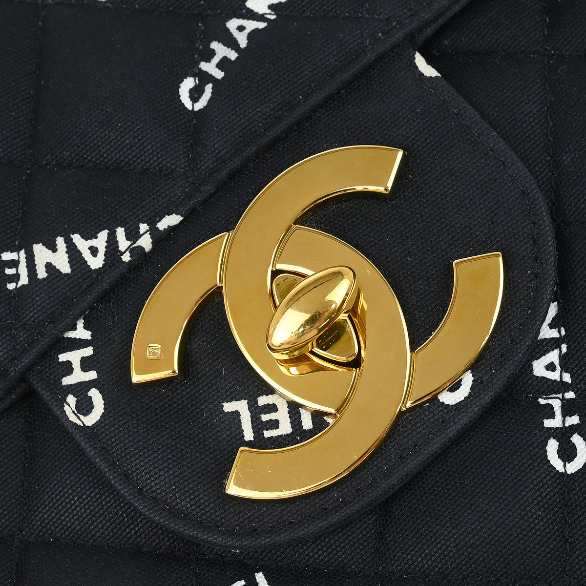 Chanel 1994-1996 Black Canvas Maxi Classic Flap Shoulder Bag