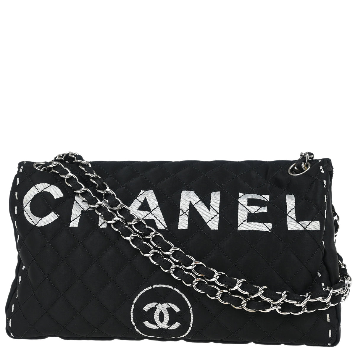 Chanel 2006-2008 Black Satin Shoulder Bag