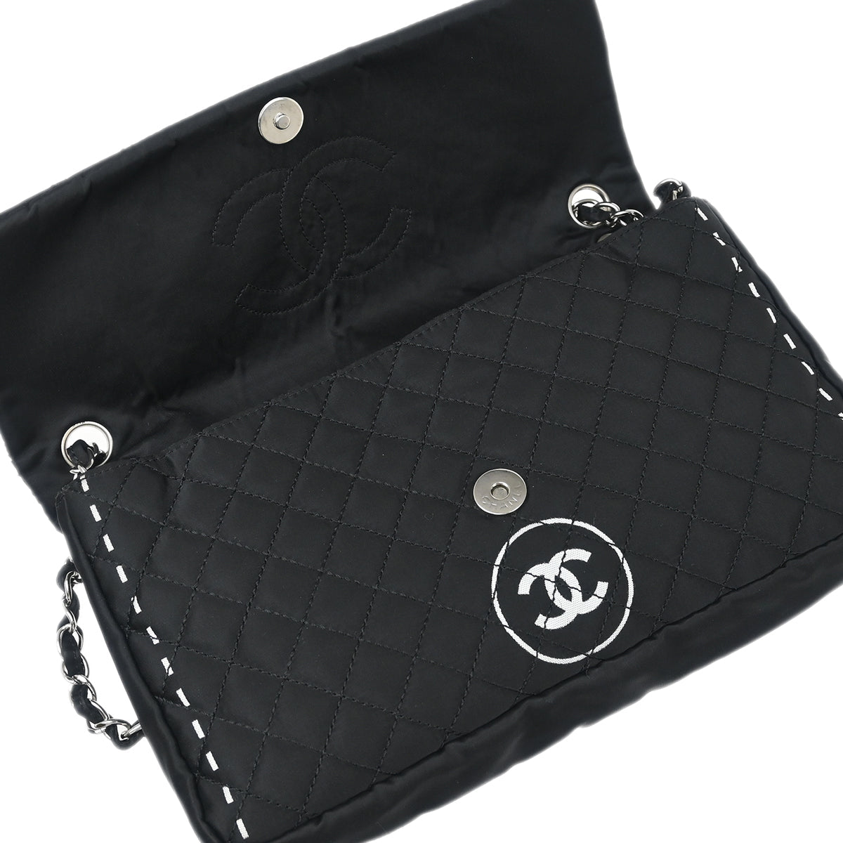 Chanel 2006-2008 Black Satin Shoulder Bag