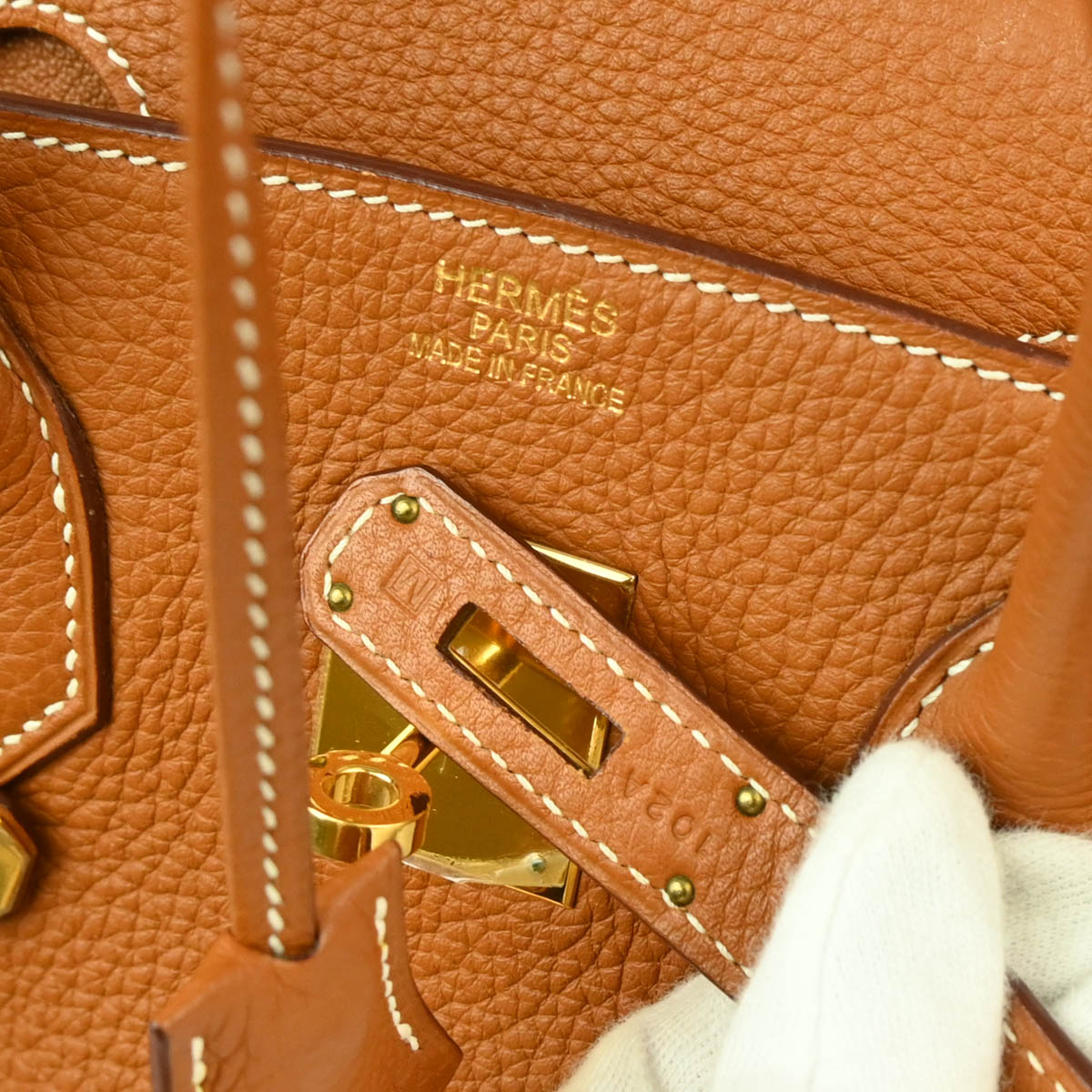 Hermes 2009 Gold Taurillon Clemence Birkin 35 Handbag