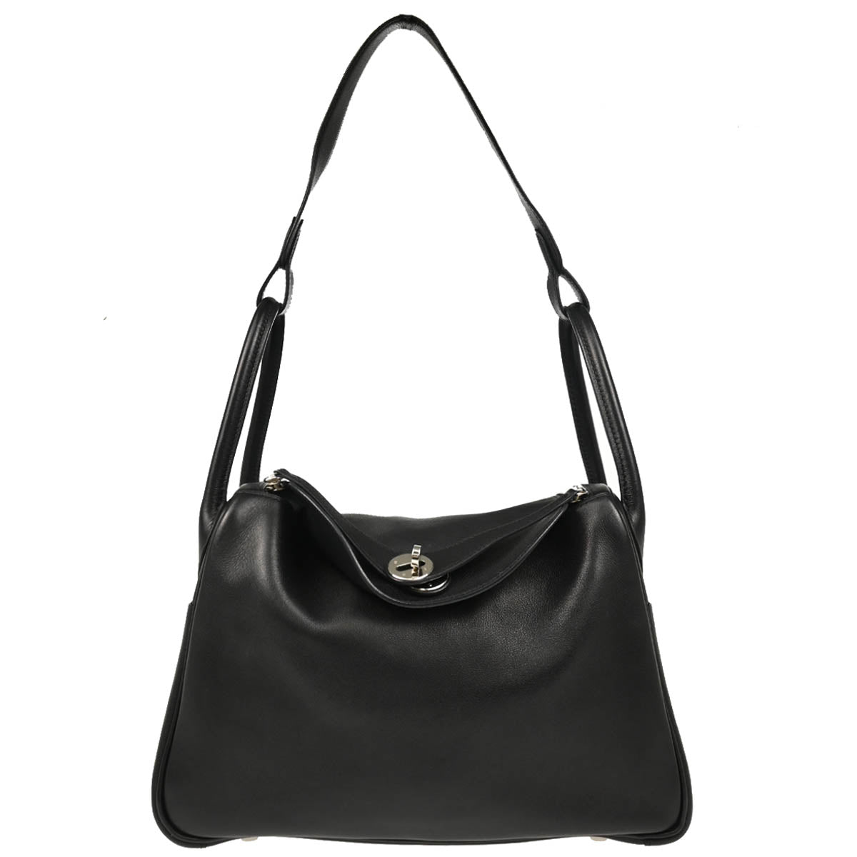 Hermes 2006 Black Evercalf Lindy 30 Shoulder Bag
