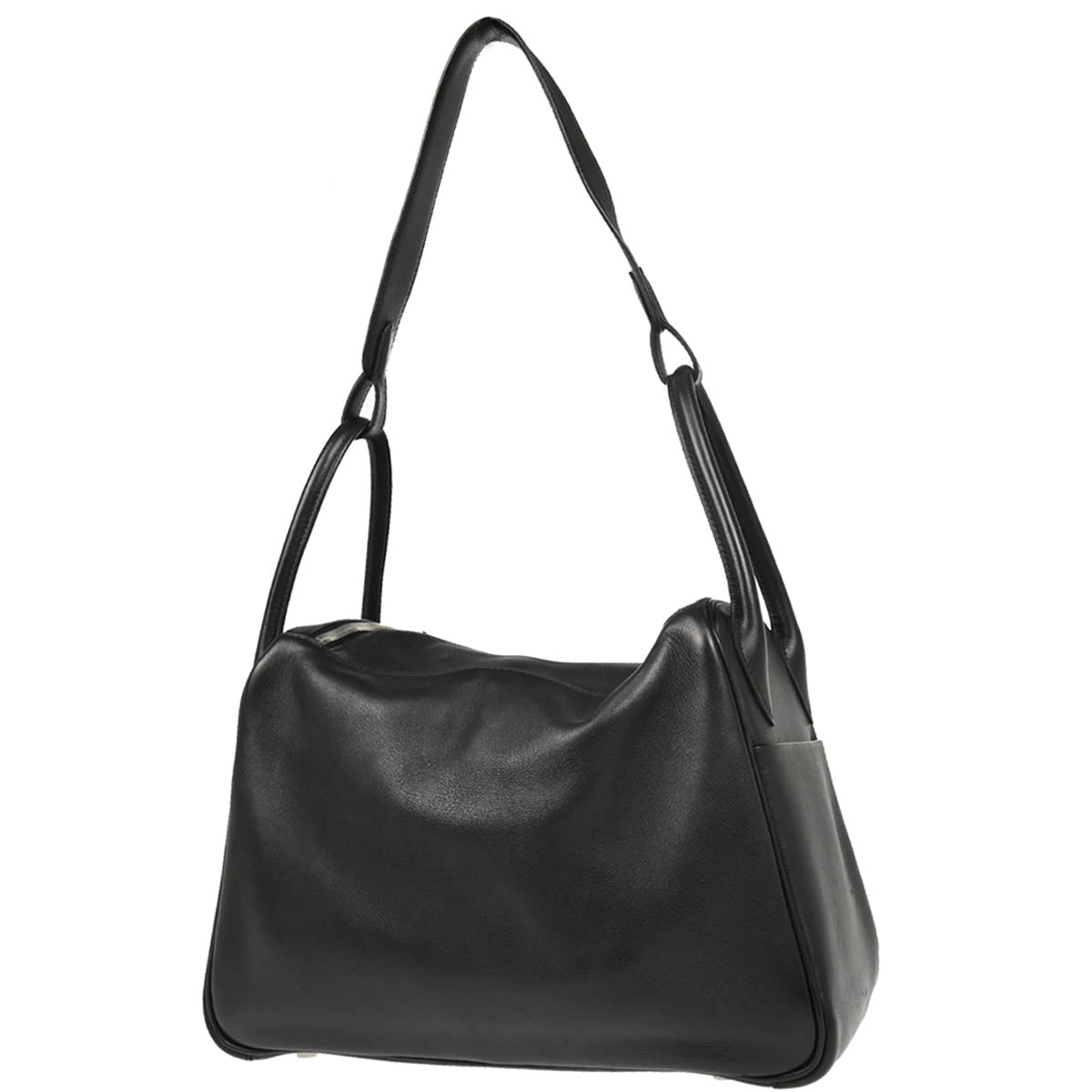 Hermes 2006 Black Evercalf Lindy 30 Shoulder Bag