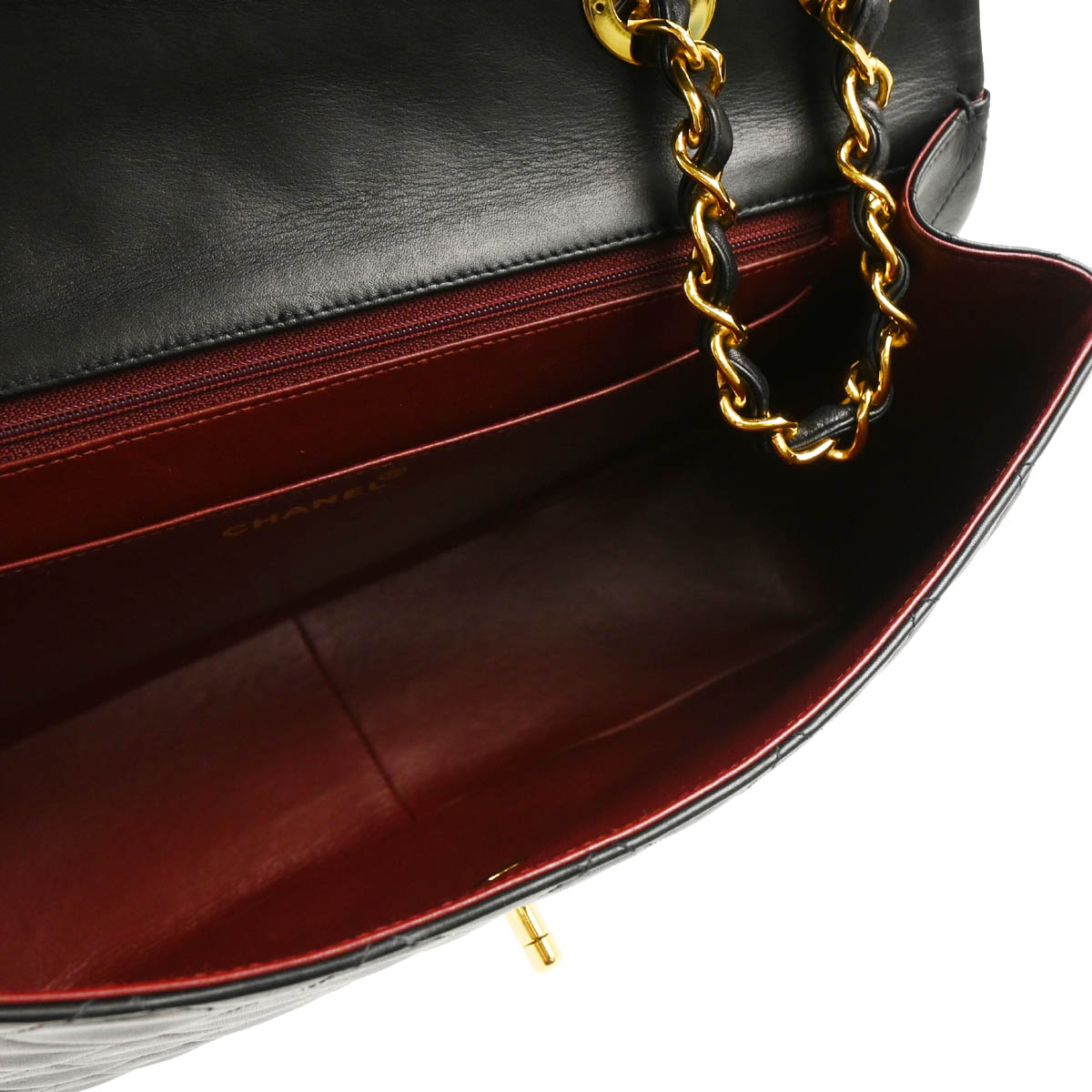 Chanel 1991-1994 Black Lambskin Maxi Classic Flap Shoulder Bag