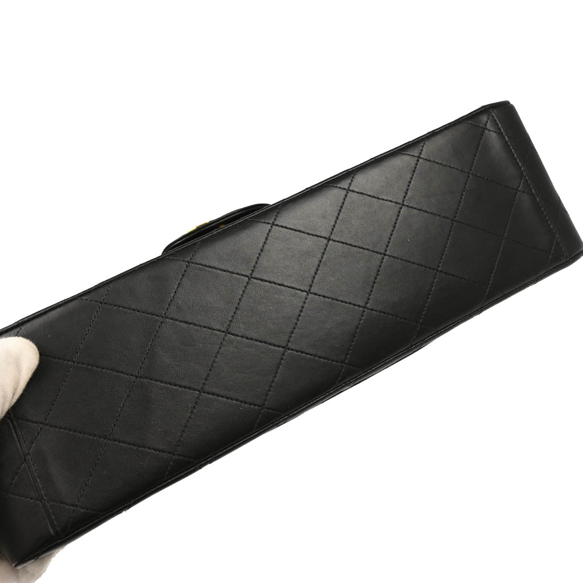 Chanel 1991-1994 Black Lambskin Maxi Classic Flap Shoulder Bag